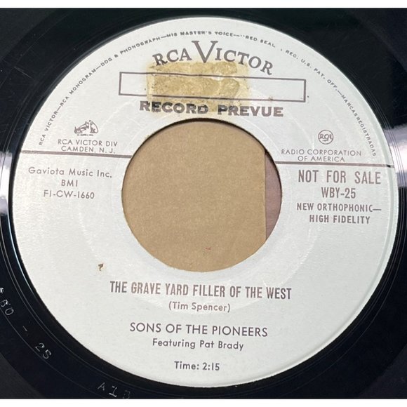 Sons of the Pioneers Ballad of Davy Crockett / Grave Yard Filler West 45 Promo - Picture 2 of 4